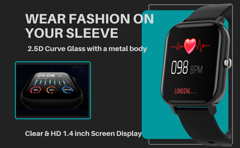 Fire-Boltt SpO2 Full Touch 1.4 inch Smart Watch 2.5D curved Glass