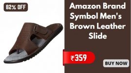 Symbol Men's Brown Leather Slide
