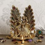 eCraftIndia Golden Radha Krishna Idol Metal