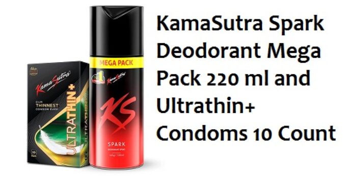 KamaSutra Spark Deodorant Mega Pack 220 ml and Ultrathin+ Condoms 10 Count