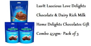 LuvIt Luscious Love Delights Chocolate & Dairy Rich Milk Home Delights Chocolates Gift Combo 451gm- Pack of 3