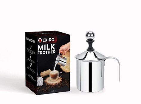 TEX-RO Coffee Frother Stainless Steel Manual Milk