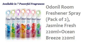 Odonil Room Freshener Spray (Pack of 2), Jasmine Fresh 220ml+Ocean Breeze 220ml