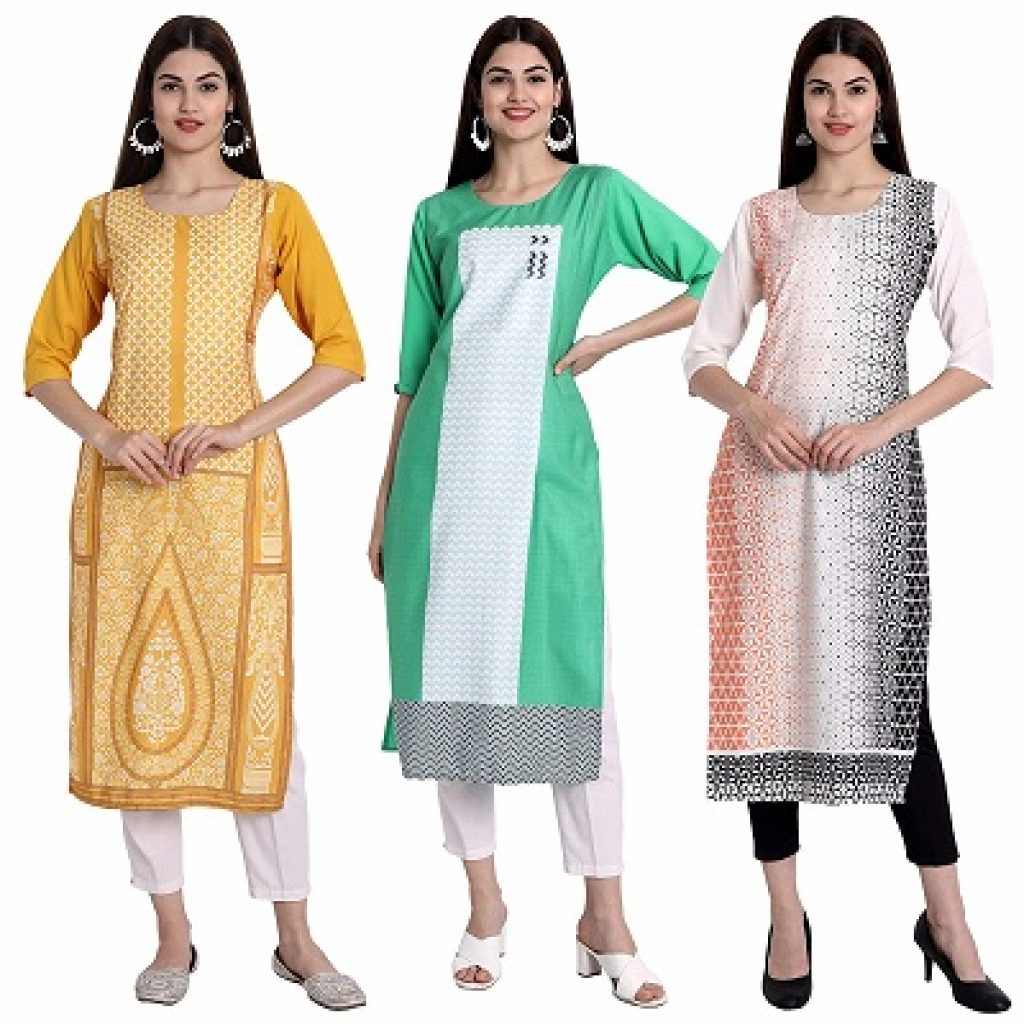 Sancom Women's Crepe Straight Kurta