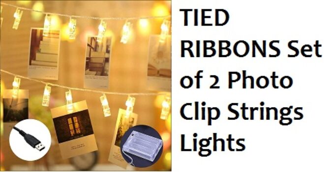 TIED RIBBONS Set of 2 Photo Clip Strings Lights