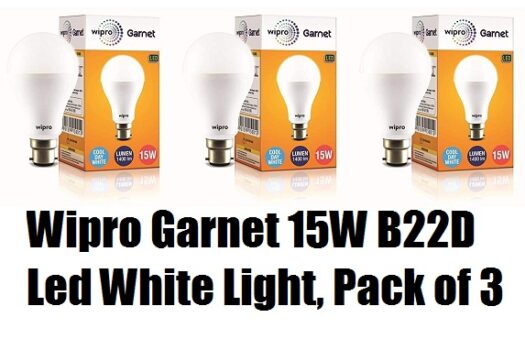 Wipro Garnet 15W B22D Led White Light, Pack of 3,