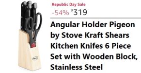 Angular Holder Pigeon by Stove Kraft Shears Kitchen Knifes 6 Piece Set with Wooden Block