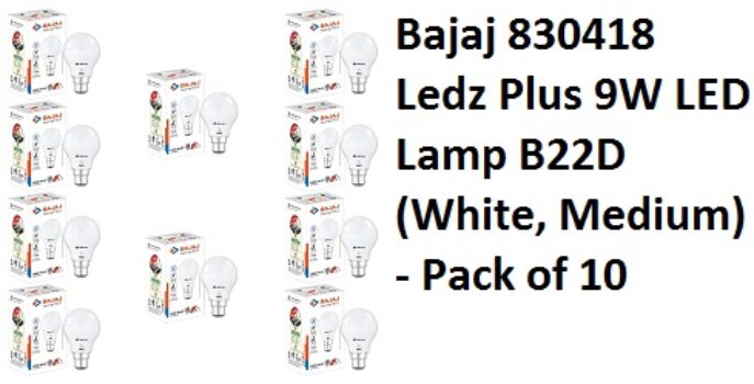 Bajaj 830418 Ledz Plus 9W LED Lamp B22D (White, Medium)