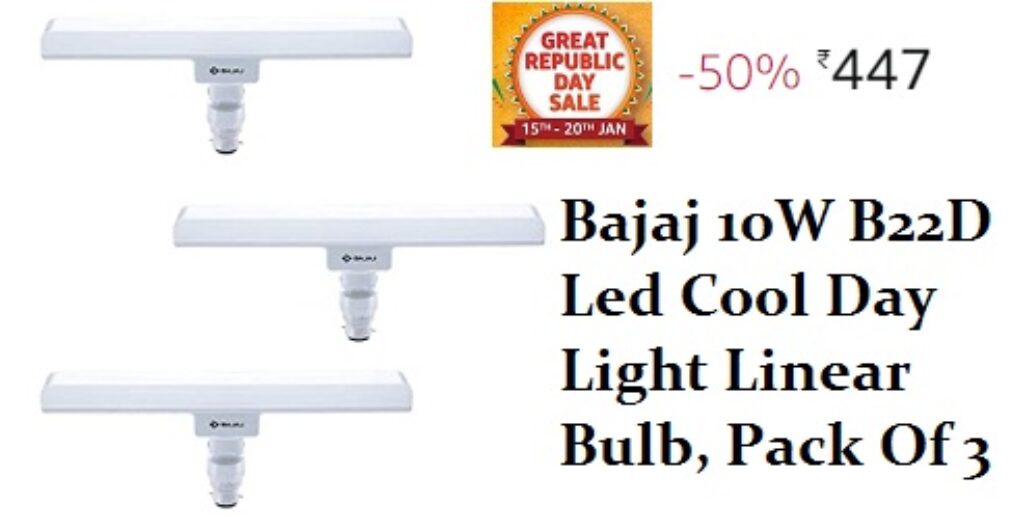 Bajaj 10W B22D Led Cool Day Light Linear Bulb, Pack Of 3