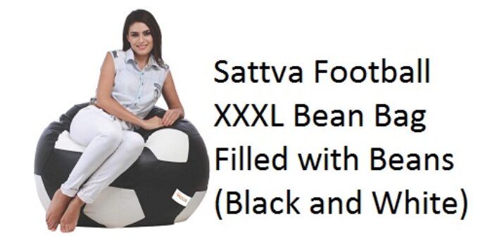Sattva Football XXXL Bean Bag Filled with Beans (Black and White)