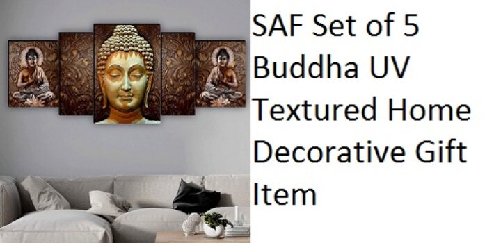 SAF Set of 5 Buddha UV Textured Home Decorative Gift Item