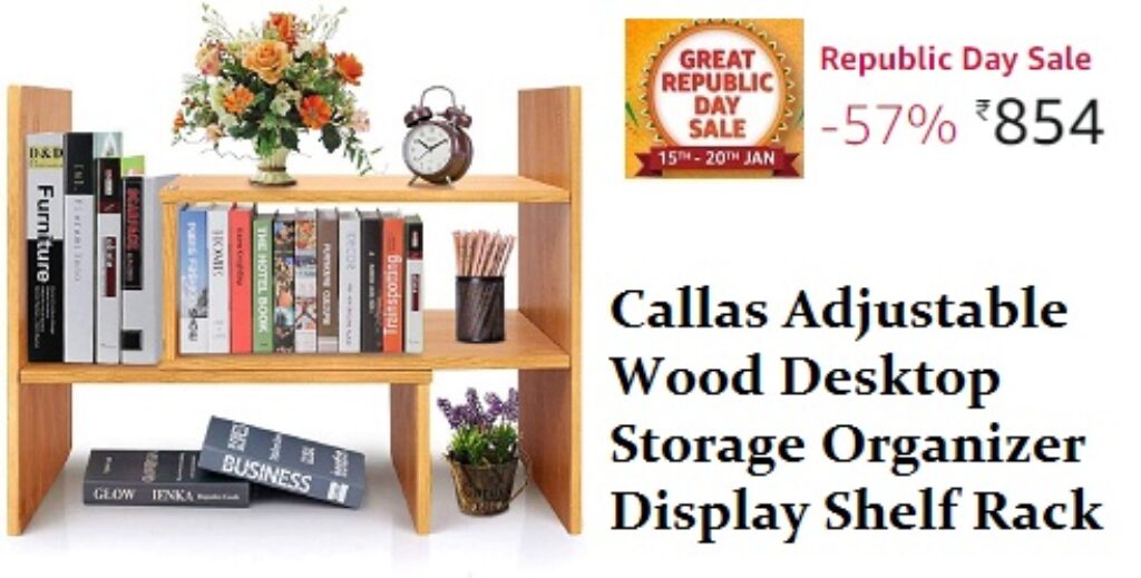 Callas Adjustable Wood Desktop Storage Organizer Display Shelf Rack