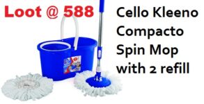 Cello Kleeno Compacto Spin Mop with 2 refill Blue