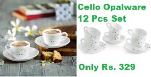 Cello Opalware Queen Cup and Saucer Set, 130ml, 12pcs
