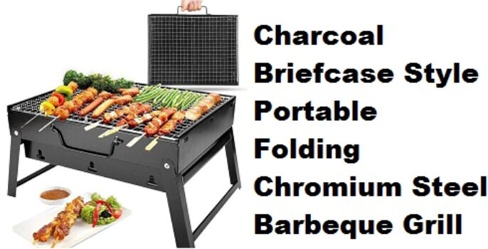 ATHRZ Charcoal Briefcase Style Portable Folding Chromium Steel Barbeque Grill Toaster