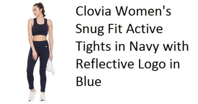 Clovia Women's Snug Fit Active Tights in Navy
