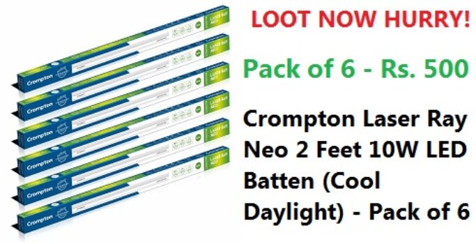 Crompton Laser Ray Neo 2 Feet 10W LED Batten (Cool Daylight) - Pack of 6
