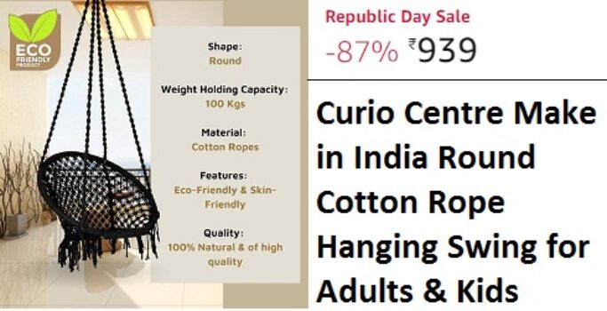 Curio Centre Make in India Round Cotton Rope Hanging Swing
