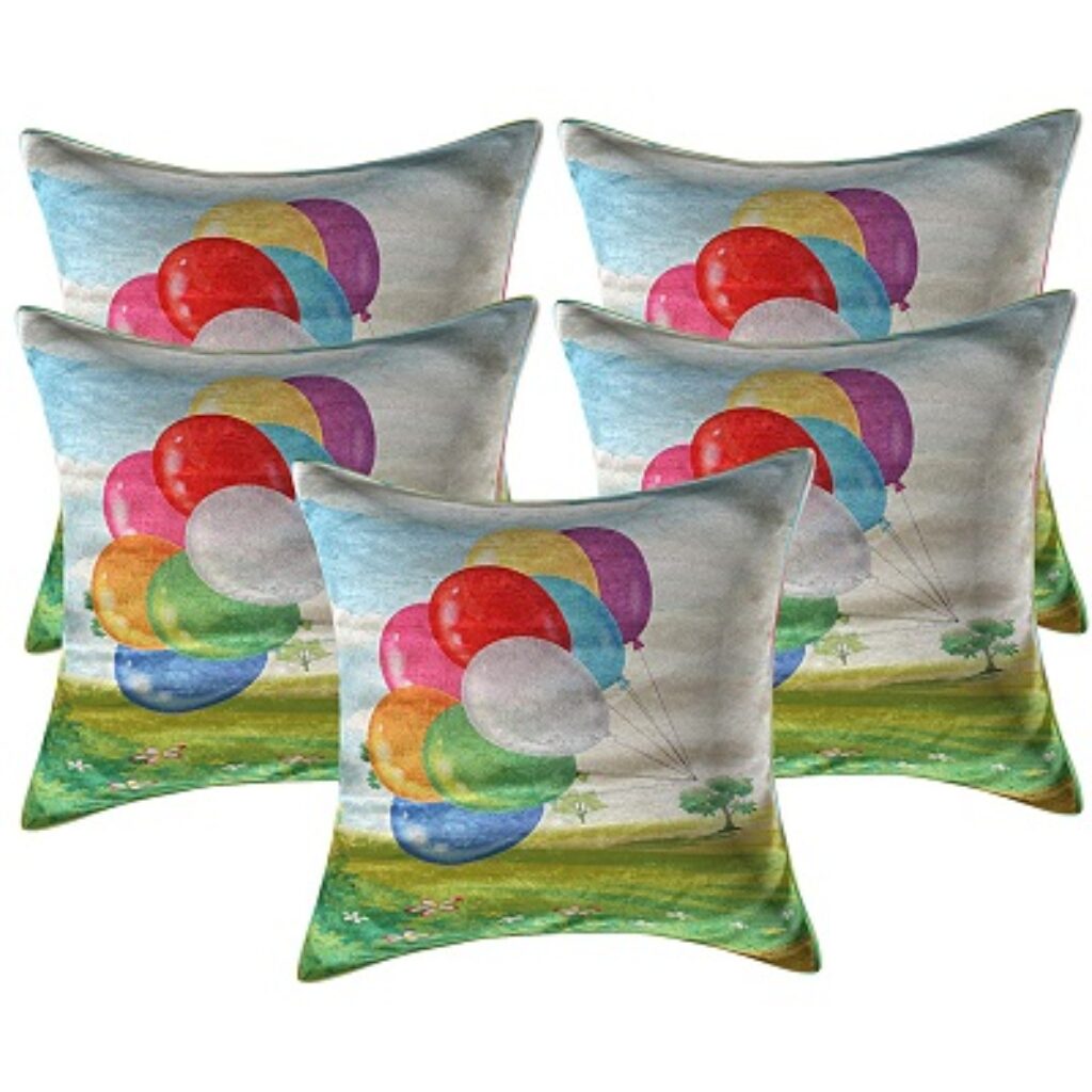 Kuber Industries Balloon 5 Piece Velvet Cushion