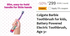 Colgate Barbie Toothbrush for kids, Battery Powered Electric Toothbrush, Age 3+