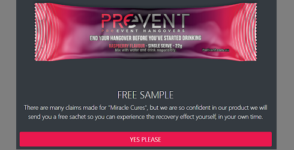 Free product samples in India of Prevent Hangover