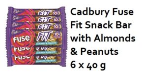 Cadbury Fuse Fit Snack Bar with Almonds & Peanuts, 6 x 40 g