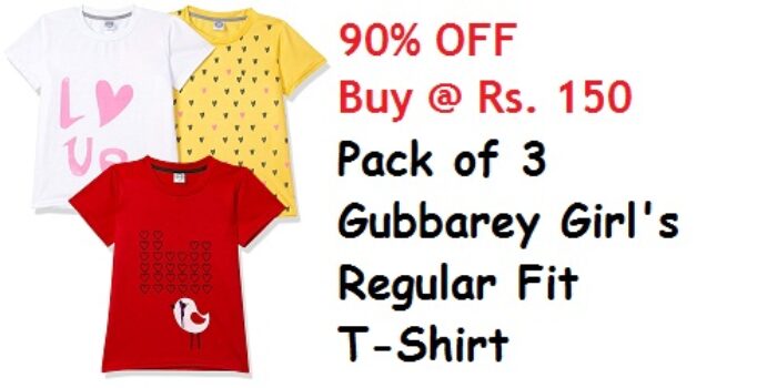 Gubbarey Girl's Regular Fit T-Shirt offer