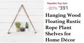Wood Floating Rustic Rope Plant Shelves for Home Décor