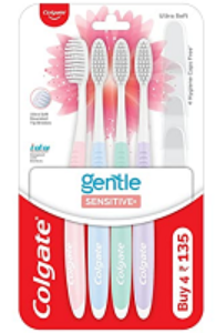Colgate Sensitive Soft Bristles Manual Toothbrush for adults - 4 Pcs