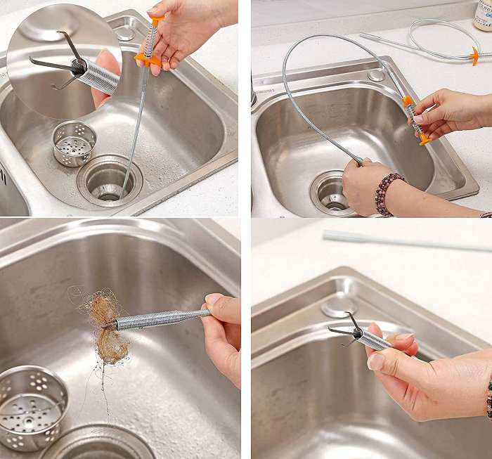 Hair Catching Sink Overflow Drain Cleaning Rod