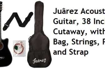 Juârez Acoustic Guitar, 38 Inch Cutaway, with Bag, Strings, Pick and Strap