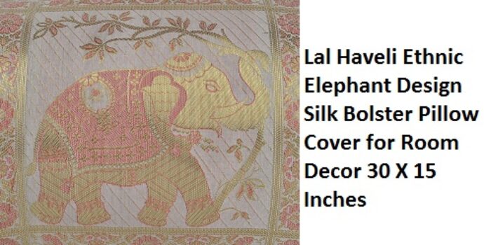 Lal Haveli Ethnic Elephant Design Silk Bolster Pillow