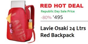 Red Hot Deal Lavie Osaki 24 Ltrs Red Backpack