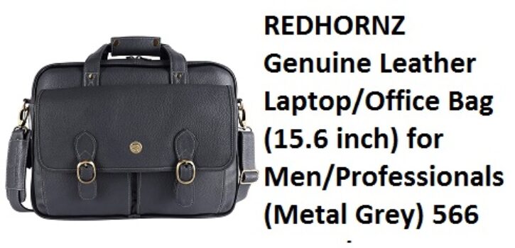 REDHORNZ Genuine Leather Laptop/Office Bag (15.6 inch) for Men/Professionals (Metal Grey) 566_Metal_Grey