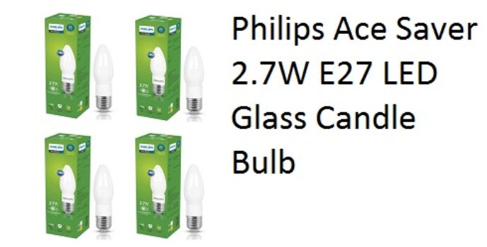 Philips Ace Saver 2.7W E27 LED Glass Candle Bulb