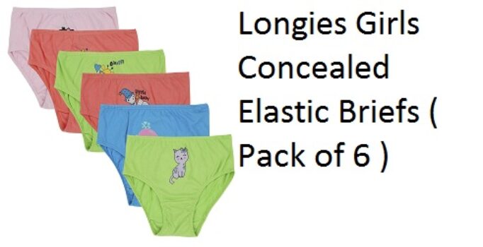 Longies Girls Concealed Elastic Briefs ( Pack of 6 )