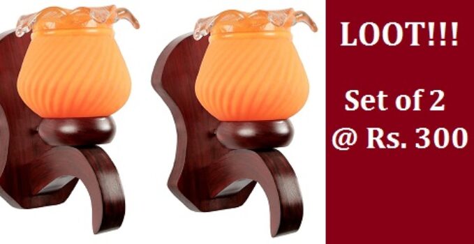 Set Of 2 Somil Sconce Wall Lamp With Wooden Fitting
