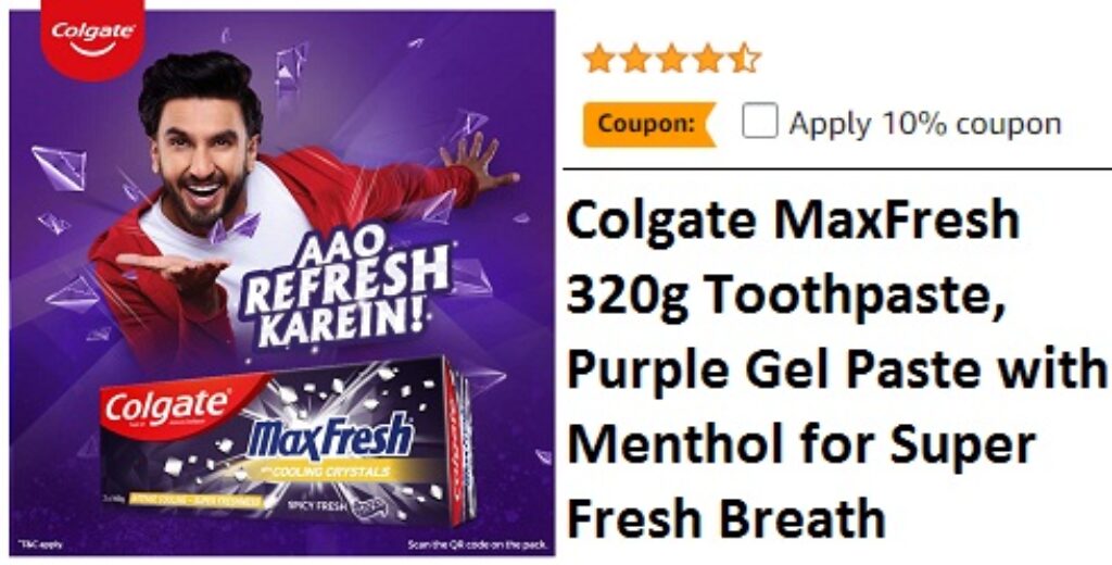 Colgate MaxFresh Toothpaste 320g Purple Gel Paste with Menthol for Super Fresh Breath