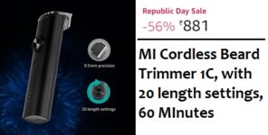 MI Cordless Beard Trimmer 1C, with 20 length settings, 60 MInutes of usage