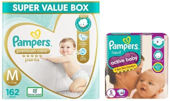 Pampers Premium Care Pants, Medium size baby diapers (MD), 162 Count