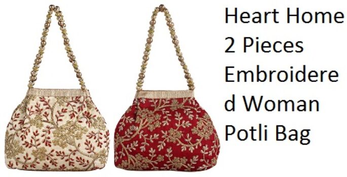 Heart Home 2 Pieces Embroidered Woman Potli Bag
