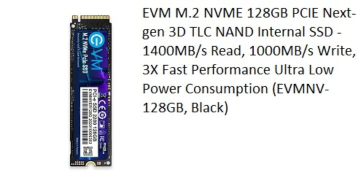 EVM M.2 NVME 128GB PCIE Next-gen 3D TLC NAND Internal SSD