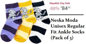 Neska Moda Unisex Regular Fit Ankle Socks (Pack of 3)