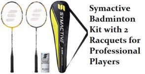 Amazon Brand - Symactive Badminton Kit with 2 Racquets for Professional Players and Feather Shuttles