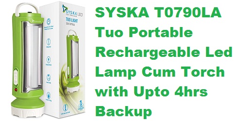 SYSKA T0790LA Tuo Portable Rechargeable Led Lamp Cum Torch with Upto 4hrs Backup