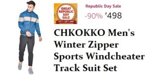 CHKOKKO Men's Winter Zipper Sports Windcheater Track Suit Set