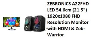 ZEBRONICS A22FHD LED 54.6cm (21.5") 1920x1080 FHD Resolution Monitor