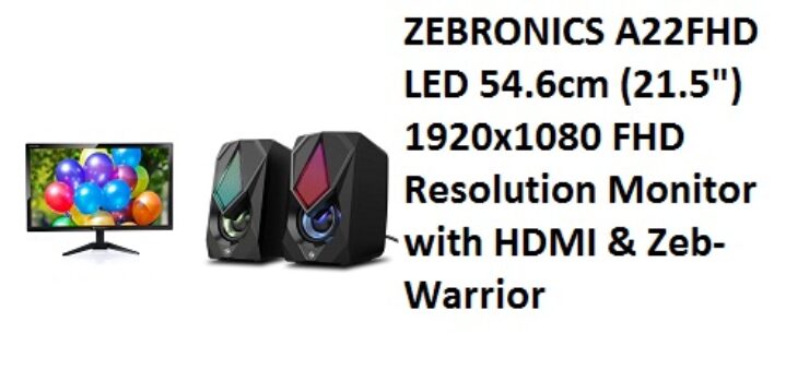 ZEBRONICS A22FHD LED 54.6cm (21.5") 1920x1080 FHD Resolution Monitor