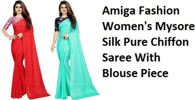 Amiga Fashion Women's Mysore Silk Pure Chiffon Saree