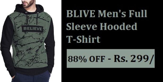 BLIVE Men's Full Sleeve Hooded T-Shirt
